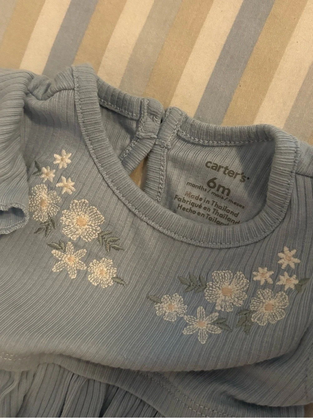 Carter's Light Blue Embroidered Dress with White Cardigan Set